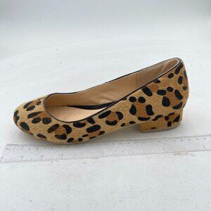 FSJ Brown Suede Leopard Prints Chunky Low Heels Round Toe Sexy Pumps Shoes